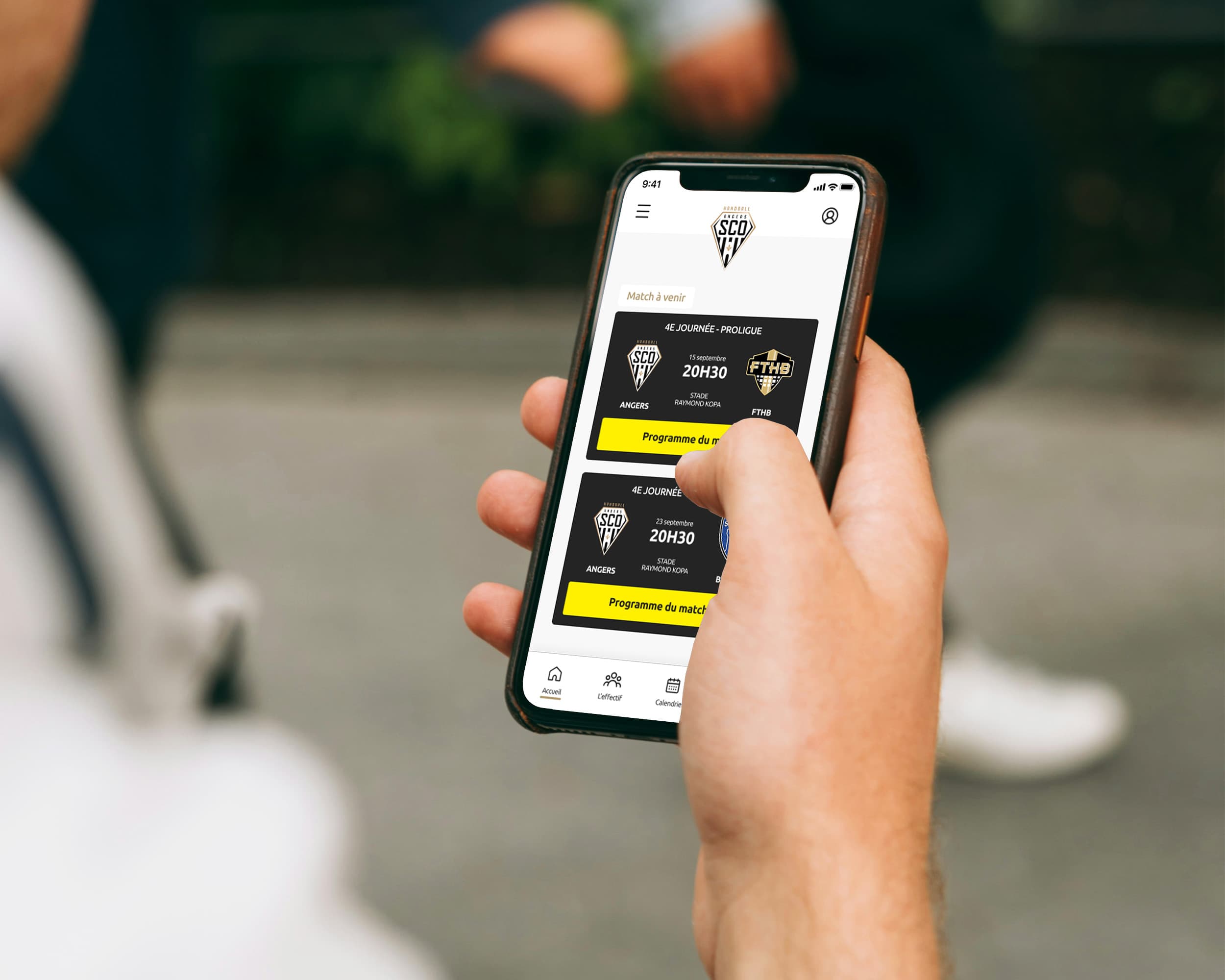 Mockup de l’application mobile SCO Handball